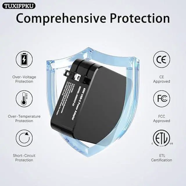 Alt view image 5 of 5 - 65W USB C Charger Type C Power Adapter Compatible with ASUS Zenbook Mac Book Pro Lenovo Dell Latitude Huawei Matebook HP Spectre Acer Steam Deck and Any Type C Laptop or Smart Phone