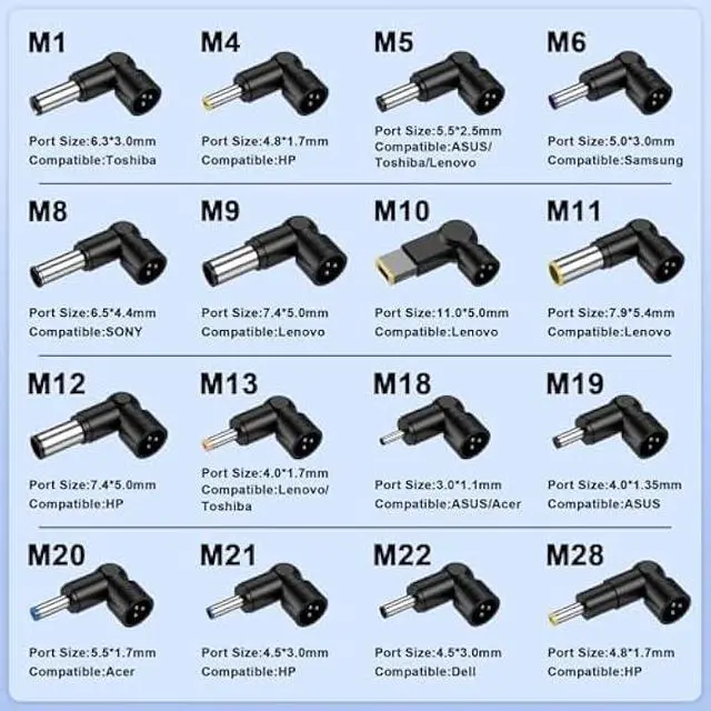 Alt view image 2 of 6 - 90W 65W Universal AC Adapter Laptop Charger Replacement for Lenovo HP Dell Asus Samsung IBM Toshiba Sony Fujitsu Gateway Computer Power Cord Supply AC Adapter with 16 Tips