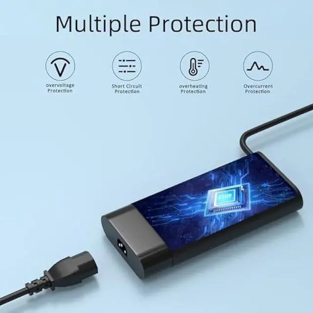 Alt view image 5 of 7 - High Power 200W Omen Charger Compatible with HP OMEN 15 17 Victus Gaming Laptop 15 17 ZBook 17 15 15u Studio G9 G10 17-ab 17-cd 16-a 16-ab 15-cb 15-dk 15-bc 15-ec 15-cx TPN-DA10 Power Cord