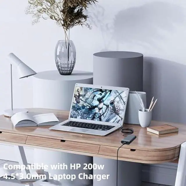 Alt view image 7 of 7 - High Power 200W Omen Charger Compatible with HP OMEN 15 17 Victus Gaming Laptop 15 17 ZBook 17 15 15u Studio G9 G10 17-ab 17-cd 16-a 16-ab 15-cb 15-dk 15-bc 15-ec 15-cx TPN-DA10 Power Cord