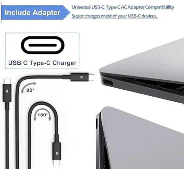 Alt view image 3 of 5 - 65W USB-C Latitude Charger fit for Dell Latitude 3420 3540 5550 5520 5420 5430 5440 5340 5320 5630 5640 7440 7430 7420 7410 7370 7390 2-in-1, Dell XPS 13 9350 Type-C Adapter