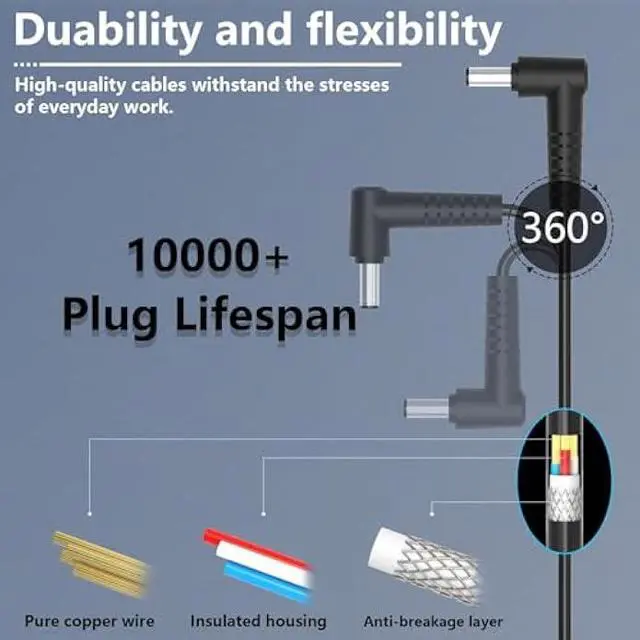 Alt view image 5 of 7 - 19V 3.42A DC Universal Laptop Charger Compatible with HP Lenovo Dell ASUS Gateway Acer Monitor 65W Power Supply Cord for Chromebook LG Monitor Samsung TV Spire Spin Toshiba Satellite Harmon Kardon