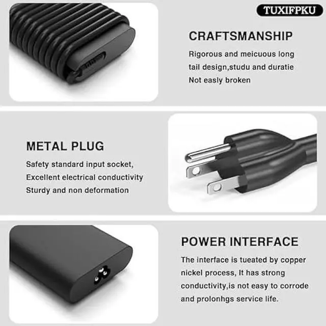 Alt view image 4 of 5 - 65W USB C Laptop Charger Compatible with Dell Latitude 5420 5520 5530 5550 5540 5430 5450 5440 7420 2-in-1 7430 7440 Inspiron 14 2-in-1 Chromebook 3100 XPS 13 60W Type C Power Cord