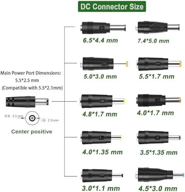 Alt view image 3 of 5 - Gonine 19V 3.42A Power Supply Laptop Charger Cord 19Volt 65W 60W 45W AC to DC Power Adapter, Compatible for 19Vdc Gateway Toshiba Acer Laptop, JBL Speaker, Samsung LG LCD Monitor etc.