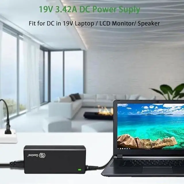 Alt view image 5 of 5 - Gonine 19V 3.42A Power Supply Laptop Charger Cord 19Volt 65W 60W 45W AC to DC Power Adapter, Compatible for 19Vdc Gateway Toshiba Acer Laptop, JBL Speaker, Samsung LG LCD Monitor etc.