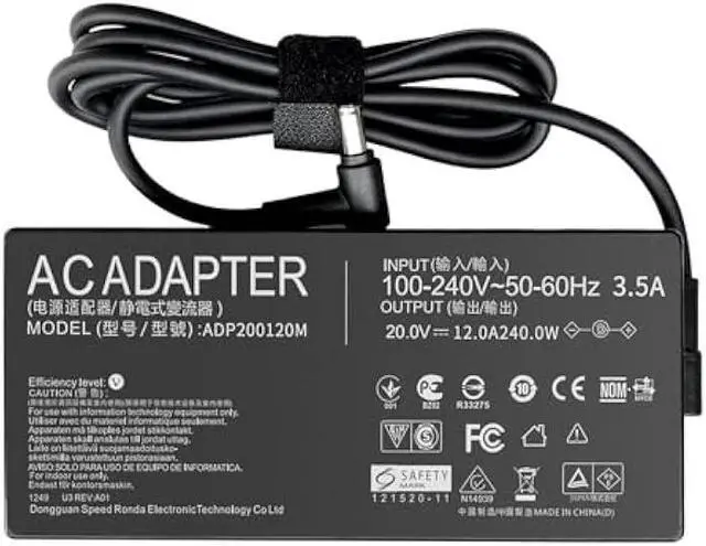 Alt view image 4 of 6 - 240W Charger Fit for Asus Rog Zephyrus G14 G15 M16 S15 S17, ADP-240EB B 20V 12A AC Adapter, Strix Scar 15 G533QS Gaming Laptop