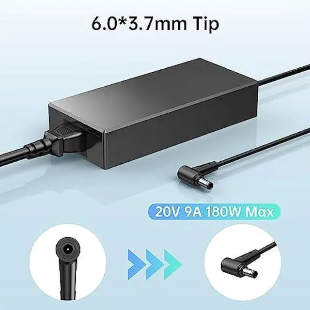 Alt view image 2 of 5 - 20V 9A 180W Charger Fit for Asus Rog Zephyrus G14 GA401, G15 GA502, Tuf F15 F17 FX505D FX505G, AC Adapter ADP-180TB H Power Supply