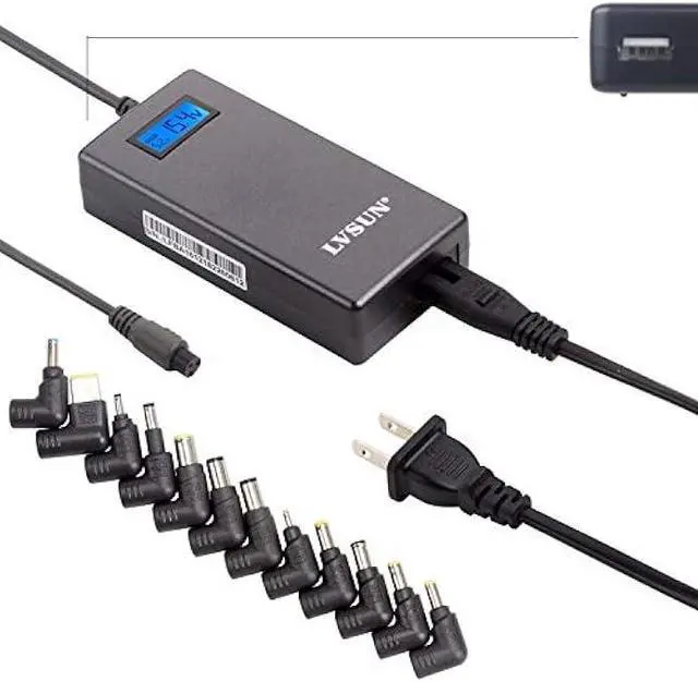 Main image of Slim Universal Laptop Charger 70W Replacement AC Adapter with Multi Connectors for HP BM Lenovo Thinkpad Dell Acer Delta Gateway Liteon Samsung Notebooks and More with 5V 2.1A USB Port, Grey