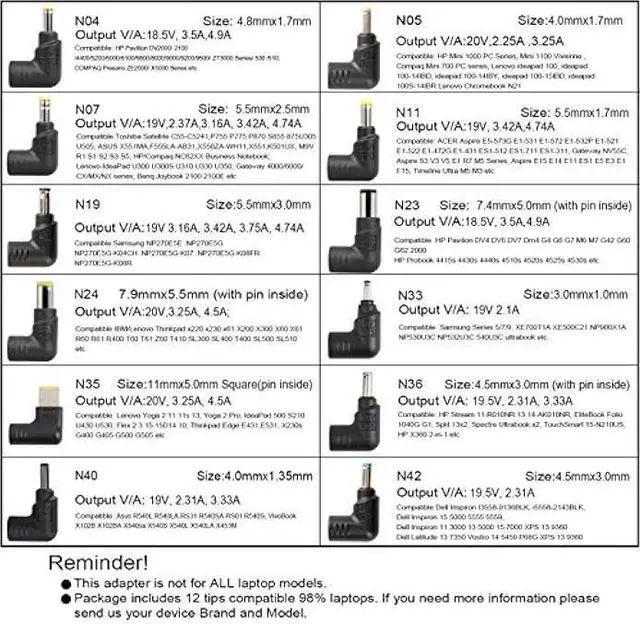 Alt view image 4 of 5 - Slim Universal Laptop Charger 70W Replacement AC Adapter with Multi Connectors for HP BM Lenovo Thinkpad Dell Acer Delta Gateway Liteon Samsung Notebooks and More with 5V 2.1A USB Port, Grey