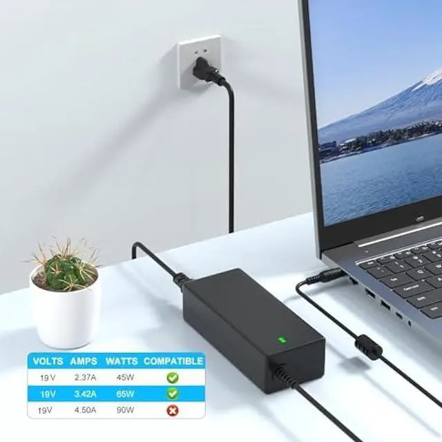 Alt view image 6 of 6 - 65W Laptop Charger Compatible with Acer adp-45fe f Aspire 3 5 Series N23C3 N20C5 N20C6 N23H1 A315-24P PA-1450-26 N15Q9 N15Q8 N15Q10 A515-56 A13-045N2A Adapter Laptop Power