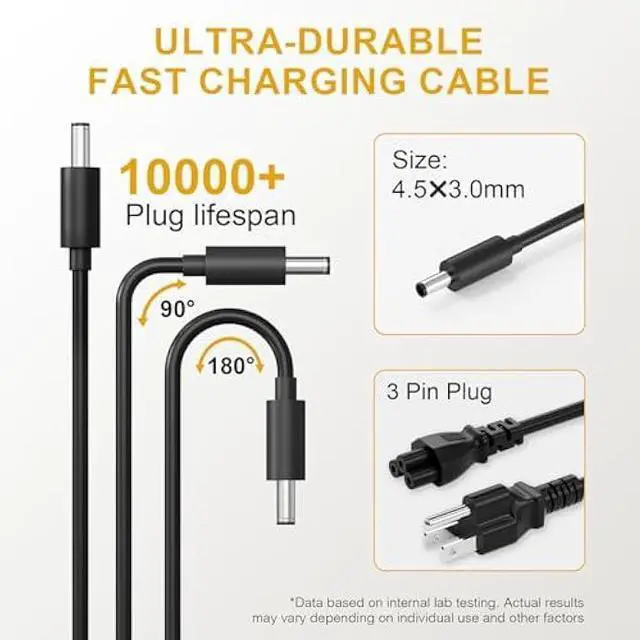 Alt view image 5 of 6 - 90W Laptop Charger Compatible with Dell inspiron 7506 7706 2n1 7501 7506 7590 7591 7706 7790 7791 7700 7500 5400 5401 5490 7706 3280 7700 2n1 2 in 1 Laptop AC Adapter inspiron 7506 2n1 Laptop Charger