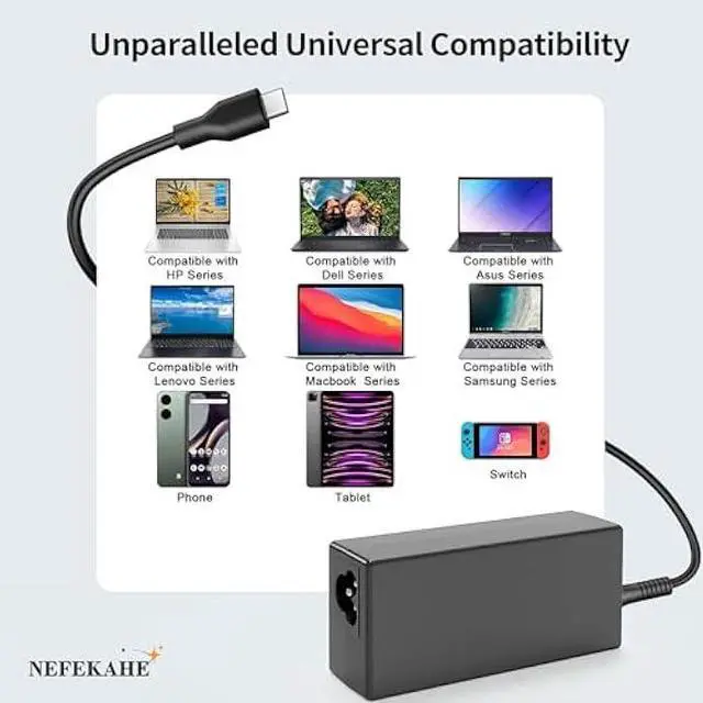 Alt view image 3 of 6 - Universal 65W USB C Laptop Charger Compatible with Hp Chromebook/Lenovo Thinkpad/Yoga Dell Chromebook/Latitude,Asus,Samsung,Acer,Google Universal Chromebook Type C Power Cord
