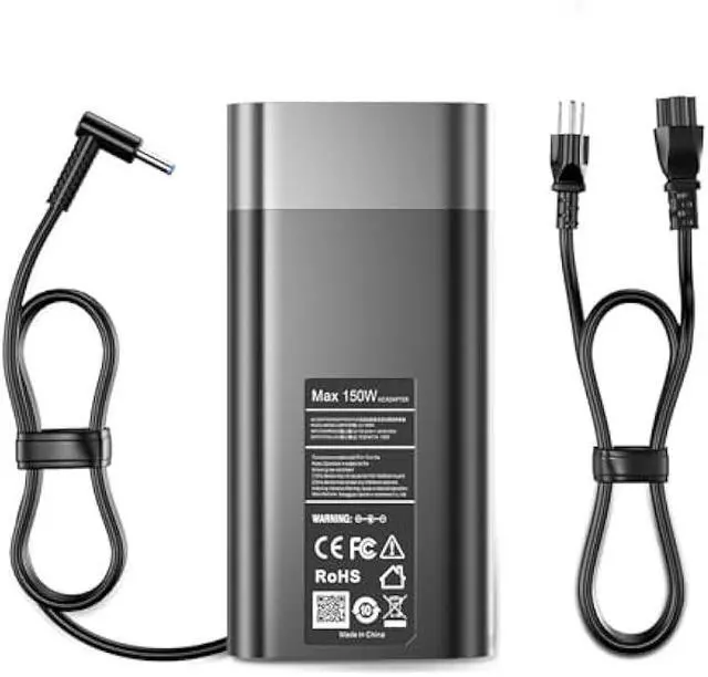 Main image of 150W AC Laptop Charger Compatible with HP ZBook Studio 15 16 17 G3-G8, ZBook 15 16 17 G5-G9, OMEN 15 17 Fury 15 17 G7-G8, Pavilion Gaming 15 17, 15u G3, 15v x360 G5 Power Cord