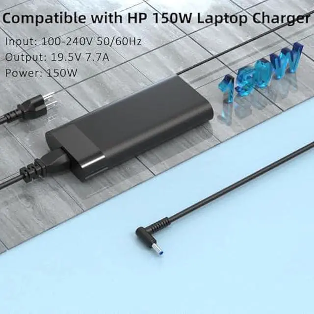 Alt view image 3 of 7 - 150W AC Laptop Charger Compatible with HP ZBook Studio 15 16 17 G3-G8, ZBook 15 16 17 G5-G9, OMEN 15 17 Fury 15 17 G7-G8, Pavilion Gaming 15 17, 15u G3, 15v x360 G5 Power Cord