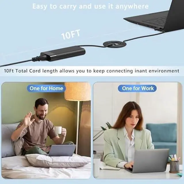 Alt view image 7 of 7 - 150W AC Laptop Charger Compatible with HP ZBook Studio 15 16 17 G3-G8, ZBook 15 16 17 G5-G9, OMEN 15 17 Fury 15 17 G7-G8, Pavilion Gaming 15 17, 15u G3, 15v x360 G5 Power Cord