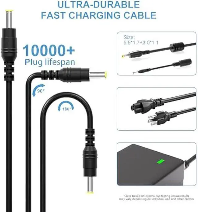 Alt view image 3 of 6 - 65W Laptop Charger Compatible with Acer adp-45fe f Aspire 3 5 Series N23C3 N20C5 N20C6 N23H1 A315-24P PA-1450-26 N15Q9 N15Q8 N15Q10 A515-56 A13-045N2A Adapter Laptop Power