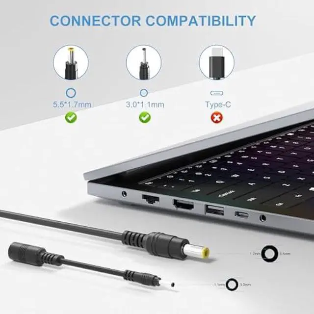 Alt view image 4 of 6 - 65W Laptop Charger Compatible with Acer adp-45fe f Aspire 3 5 Series N23C3 N20C5 N20C6 N23H1 A315-24P PA-1450-26 N15Q9 N15Q8 N15Q10 A515-56 A13-045N2A Adapter Laptop Power