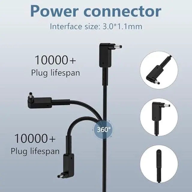 Alt view image 5 of 5 - N20C5 N20C6 N23H3 N22C6 N22C5 N15Q8 N20C12 N16P1 N19H2 65W Small Pin 3.0*1.1mm Laptop Charger Fit for Acer Aspire A315-24P-R7VH A515-56 A515-54 A515-55 A517-52 A515-58 A314-23P A315-23 Adapter Power