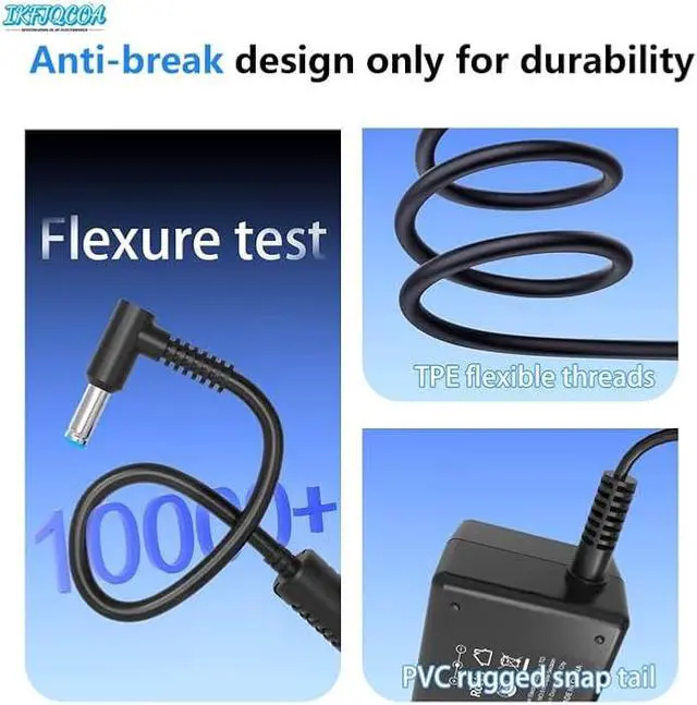 Alt view image 4 of 5 - 45W 65W Laptop Charger Compatible with HP Envy x360 13 15, Pavilion x360 11 13 15 17, Elitebook 840, Probook, Spectre Series, Smart Blue Tip Computer Charger AC Adapter Power Cord