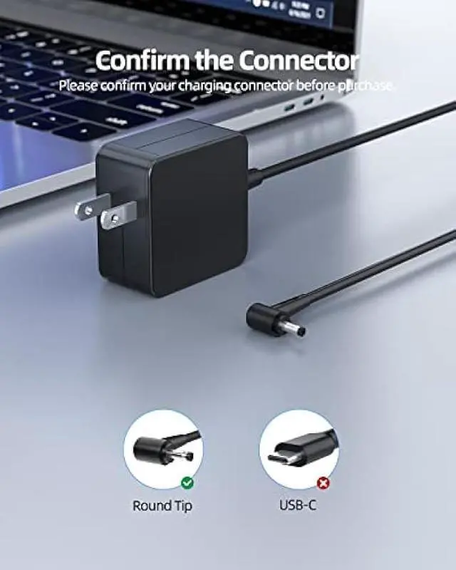 Alt view image 3 of 7 - AC Charger Fit for Asus X200MA X200M X200CA X200C X200LA X200L X200 X202E X202 X201E X201 X420UA X420U X420FA X402N X402NA X402M X420F X420 W202NA W202N W202 Vivobook Flip 14 Laptop Power Supply Cord