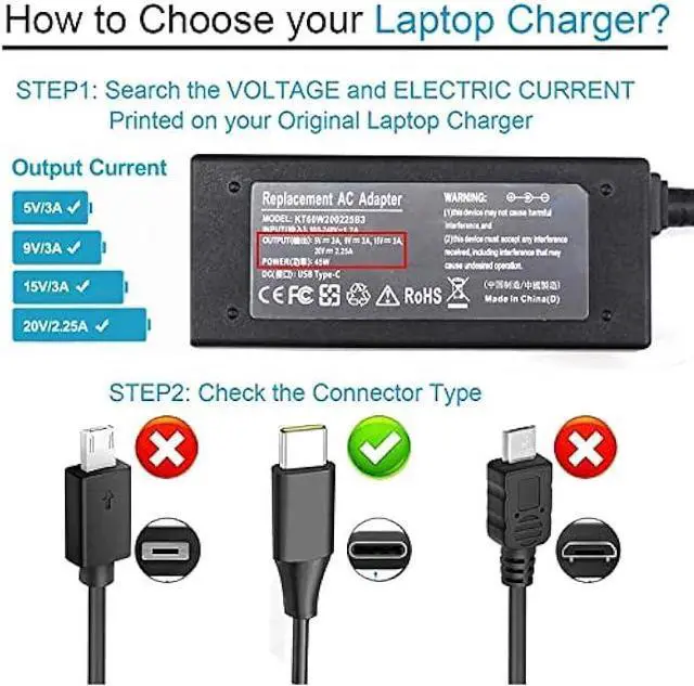 Alt view image 2 of 7 - 45W USB Type C Charger for Acer Chromebook CB315 R721T R751T CB515 CB315-3H CB5-312T C732 C933 C771 C721 C732T-C8VY C733 R752TN CB315-3H-C2C3 C851 N17Q8 CB311 CB314 CB514 CB713 CB714 CB715 CB5-312