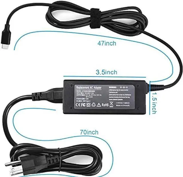 Alt view image 4 of 7 - 45W USB Type C Charger for Acer Chromebook CB315 R721T R751T CB515 CB315-3H CB5-312T C732 C933 C771 C721 C732T-C8VY C733 R752TN CB315-3H-C2C3 C851 N17Q8 CB311 CB314 CB514 CB713 CB714 CB715 CB5-312