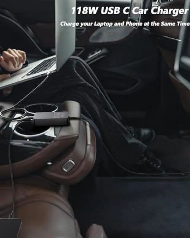 Alt view image 2 of 7 - 100W USB C Laptop Car Charger Compatible with HP Spectre/Elitebook, Lenovo ThinkPad/Yoga/IdeaPad, MacBook pro/air, Dell, Samsung, Asus, Acer - Universal Type C Laptop Power Adapter Cord