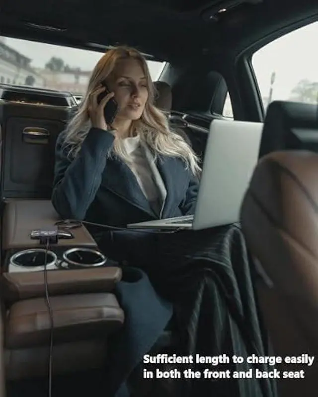 Alt view image 6 of 7 - 100W USB C Laptop Car Charger Compatible with HP Spectre/Elitebook, Lenovo ThinkPad/Yoga/IdeaPad, MacBook pro/air, Dell, Samsung, Asus, Acer - Universal Type C Laptop Power Adapter Cord