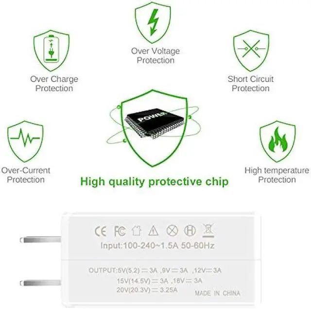 Alt view image 4 of 6 - 65W Type C USB-C Laptop Charger Compatible for Samsung Galaxy - Compatible for Samsung Galaxy Book 2 3 Pro 360 13.3 15.6 NP950QDB NP950XDB NP930XDB NP930QDB NP935QDC KA1US KB1US Power Cord