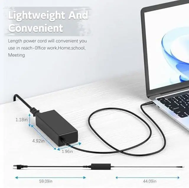 Alt view image 7 of 7 - 65W Laptop Charger Compatible with HP Pavilion G4 G6 G7 G60 G61 G62 G71 G72; Pavilion DV7 DV6 DV5 DV4 DV3 DV3t DV4t DV6t DV7t Dv3500 AC Adapter; DM1 DM1z DM4 DM4t Power Supply Cord (18.5V, 3.5A)