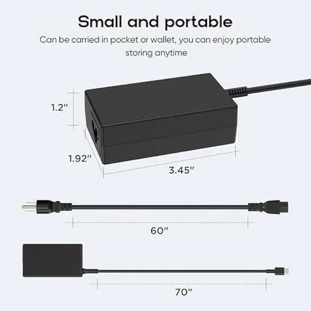 Alt view image 7 of 7 - 65W Laptop USB-C Charger Compatible with HP EliteBook x360 1040 630 745 835 840 G9 845 860 G10 HP Elite x2 1012 G2 G4 G8 ProBook 440 450 455 460 Hp Envy x360 17 Spectre x360 Type-C 20V 3.25A