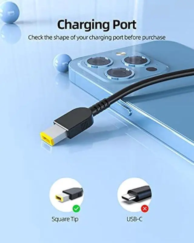 Alt view image 2 of 7 - 90W 65W Charger Fit for Lenovo Thinkcentre, Ideacentre AIO, Slim-Tip, Tiny M90q M80q M75q M70q M920 M720 Neo 50q 50a 50s 30a Gen 1 2 3 4 5 Desktop Laptop Replacement