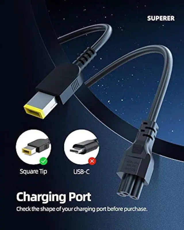 Alt view image 2 of 7 - 135W AC Charger Fit for Lenovo Ideapad Gaming 3 3-15IMH05 3-15IHU6 3-15ARH05 3-15ACH6 3-15IAH7 3-15ARH7 3-16IAH7 3-16ARH7 L340-17IRH L340-15IRH, Creator 5 5-16ACH6 5-15IMH05 Laptop, Slim Tip