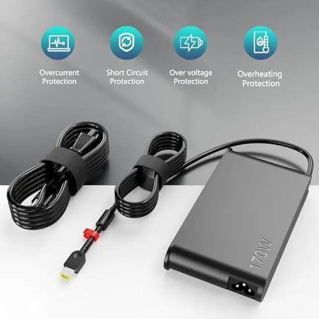 Alt view image 6 of 6 - Slim 170W Charger Fit for Lenovo Legion Slim 5 5i Yoga Pro 9i Lenovo ThinkPad P1 P16 IdeaPad Pro 5 Lenovo LOQ ADL170SCC3A 4X20S56697-20V 8.5A ac Adapter Laptop Power Supply