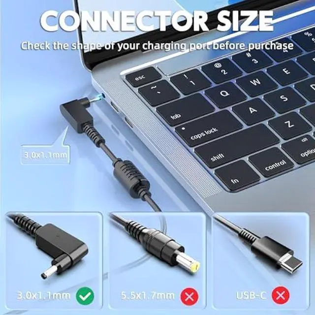 Alt view image 2 of 6 - 65W Laptop Charger Compatible with Acer Model N15Q10 N15Q9 N15Q8 N15V1 N15V2 N15C3 N16P1 N16Q9 N20C4 N20C5 N20C6 N22C6 N23C3 N16C4 N16Q4 N16Q1 N16P3 N18P3 N18Q13 AC Adapter Power Supply Cord