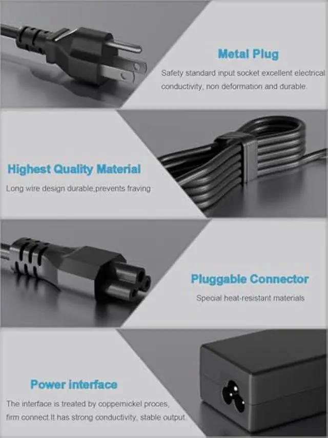 Alt view image 6 of 6 - 100W USB C Universal Laptop Charger Fit for HP Lenovo Dell Acer Asus Toshiba Geteway Samsung MacBook IBM Fujitsu Sony LG MSI Notebook Ultrabook Chromebook Computer AC Adapter Power Cord