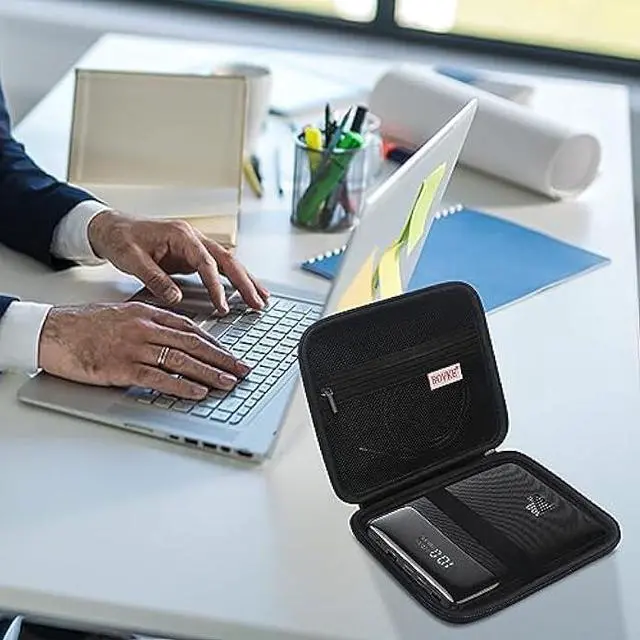 Alt view image 2 of 7 - BOVKE Hard Carrying Case for Baseus 100W Blade USB C Portable Laptop Charger, Super Fast Charging Power Bank for Laptop Phone, Mesh Pocket for Cables, Black