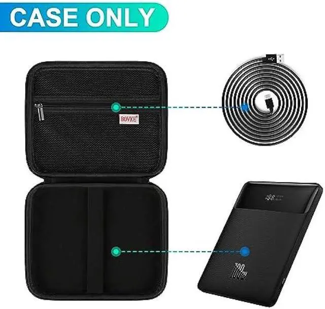Alt view image 3 of 7 - BOVKE Hard Carrying Case for Baseus 100W Blade USB C Portable Laptop Charger, Super Fast Charging Power Bank for Laptop Phone, Mesh Pocket for Cables, Black