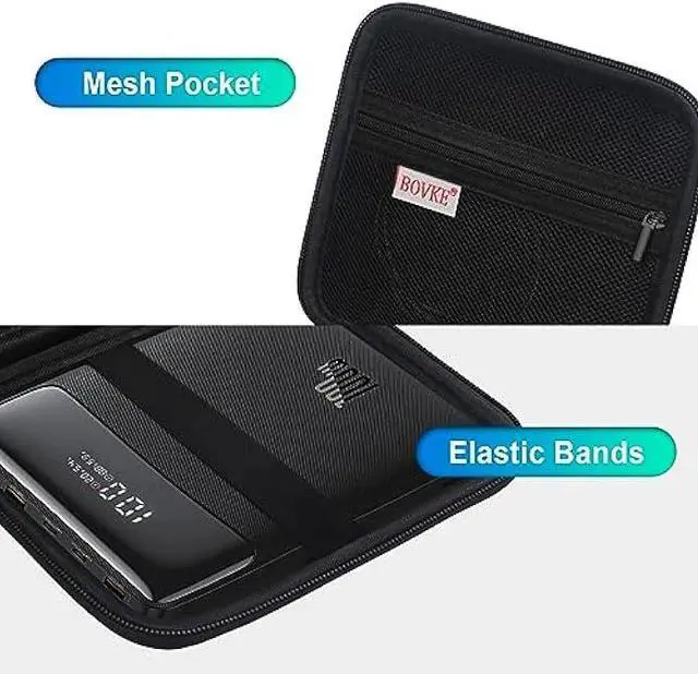 Alt view image 5 of 7 - BOVKE Hard Carrying Case for Baseus 100W Blade USB C Portable Laptop Charger, Super Fast Charging Power Bank for Laptop Phone, Mesh Pocket for Cables, Black