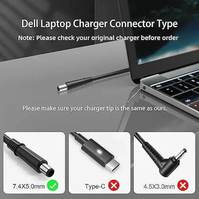 Alt view image 6 of 7 - 65W AC Adapter Compatible with Dell Laptop Charger,Latitude 5400 5500 5480 5490 5580 5590 7400 7480 7490 7290 7280 E5400 E5420 E5450 E5470 E6420 E6430 E7470 Computer Power Cord 19.5V 3.34A