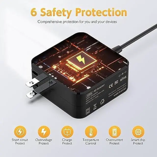 Alt view image 5 of 6 - 65W Charger Compatible with Lenovo IdeaPad 1/1i/3/3i/5/5i Laptop- IdeaPad 110 110S 310 320 330 330s 510 520 530s 710s AC Adapter; IdeaPad S145 S340 S540 L340 Power Supply Cord Round Tip