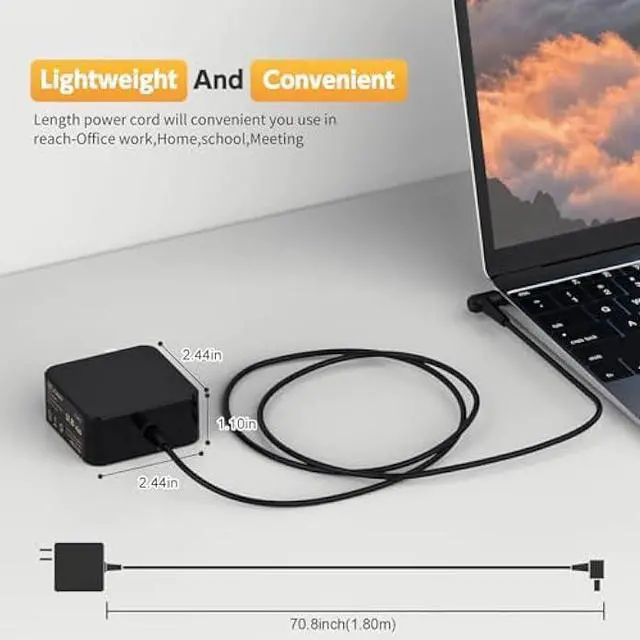Alt view image 6 of 6 - 65W Charger Compatible with Lenovo IdeaPad 1/1i/3/3i/5/5i Laptop- IdeaPad 110 110S 310 320 330 330s 510 520 530s 710s AC Adapter; IdeaPad S145 S340 S540 L340 Power Supply Cord Round Tip