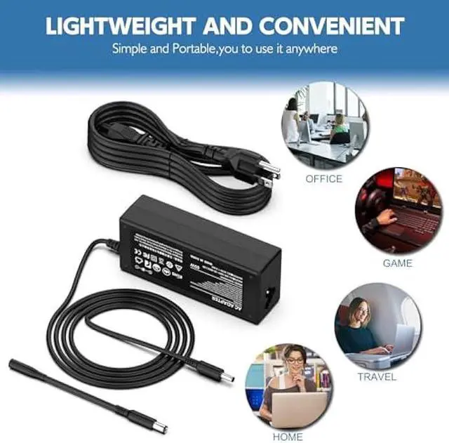 Alt view image 7 of 7 - 65W Laptop Charger Compatible with Dell Inspiron 15 11 13 14 17 3000 5000 7000 2-in-1 Series, 2 Tips(4.5mm & 7.4mm) Compatible with 3558 3181