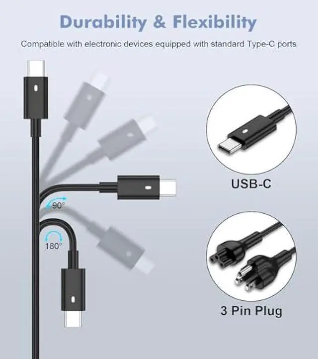 Alt view image 6 of 6 - Slim Adapter Replacement for Dell 130W Laptop Charger USB C - XPS 15 17 7590 9500 9510 9700 Precision 3550 3560 3561 5510 5520 5540 5550 5560 5570 Latitude 7210 7310 7410 Type C Computer AC Power Cord