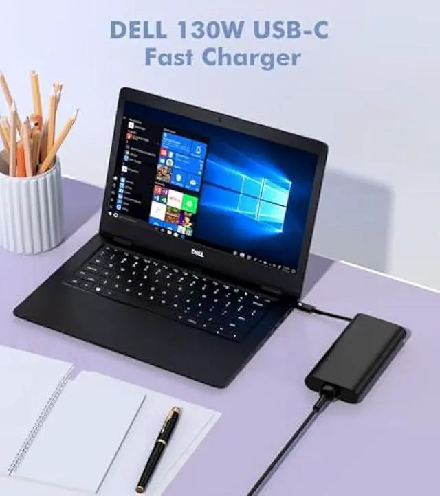 Alt view image 2 of 6 - Slim Adapter Replacement for Dell 130W Laptop Charger USB C - XPS 15 17 7590 9500 9510 9700 Precision 3550 3560 3561 5510 5520 5540 5550 5560 5570 Latitude 7210 7310 7410 Type C Computer AC Power Cord