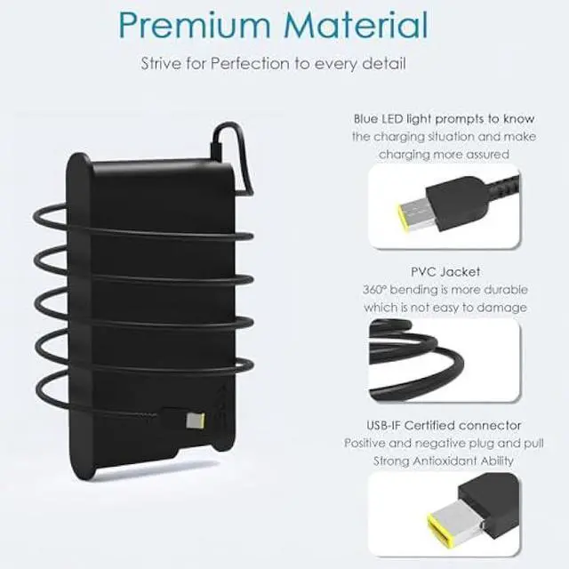 Alt view image 5 of 7 - Slim Legion 5 Charger AC Adapter Compatible with Lenovo Gaming Laptop Charger 230W 170W Replacement for Lenovo Legion LOQ ThinkPad Slim IdeaPad Gaming Series ADL230NDC3A ADL230NLC3A Power Adapter