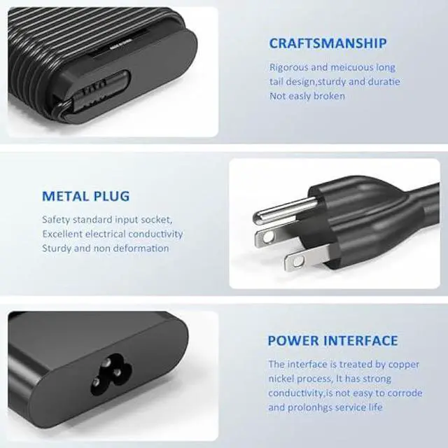 Alt view image 4 of 7 - New Slim 90W USB C Laptop Charger Compatible with HP Spectre x360 HP 904144-850 904082-003 adp-90fe 2ln85aa TPN-DA08 L45440-003 EliteBook 1040 G4 Hp 90w USB-c Type C AC Adapter Power Supply Cord