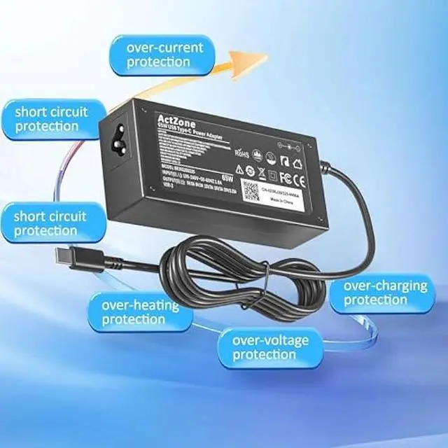Alt view image 4 of 5 - 65W USB C Charger Compatible with Samsung Galaxy Book Pro 360 NP950QDB NP930QDB NP935QDC Galaxy Book Pro NP950XDB NP930XDB, Chromebook 4 4+ Plus XE310XBA XE350XBA XE520QAB, Notebook 7 9 Laptop