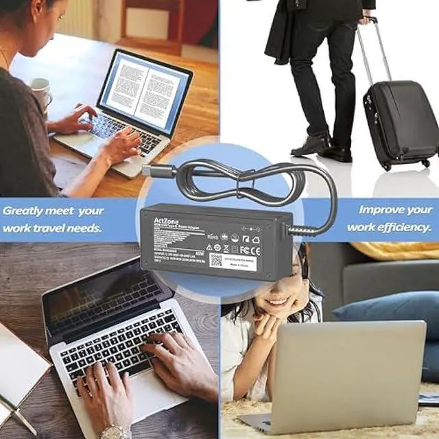 Alt view image 5 of 5 - 65W USB C Charger Compatible with Samsung Galaxy Book Pro 360 NP950QDB NP930QDB NP935QDC Galaxy Book Pro NP950XDB NP930XDB, Chromebook 4 4+ Plus XE310XBA XE350XBA XE520QAB, Notebook 7 9 Laptop