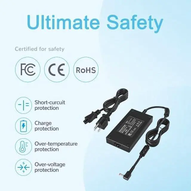 Alt view image 6 of 6 - 180W Laptop Charger for Acer Nitro 5 7 Gaming Laptop,Compatible with AN515-57 AN515-55 AN515-54 AN515-53 AN515-51 AN515-45 Predator Helios 300 G3-571 PH315-52 Triton 300 Series Power Supply Adapter